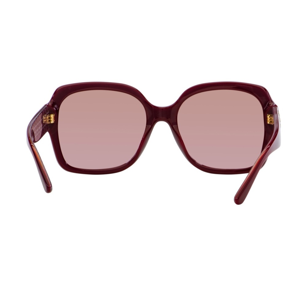Tory Burch 56MM Square Sunglasses In Milky Oxblood NWT - Picture 3 of 4